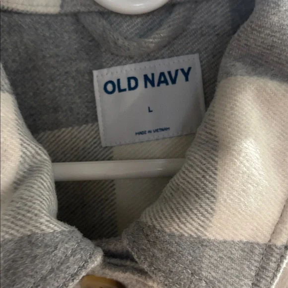 Old Navy Plaid Soft Brushed Utility Shacket Button Gray Jacket Womens - Picture 4 of 6